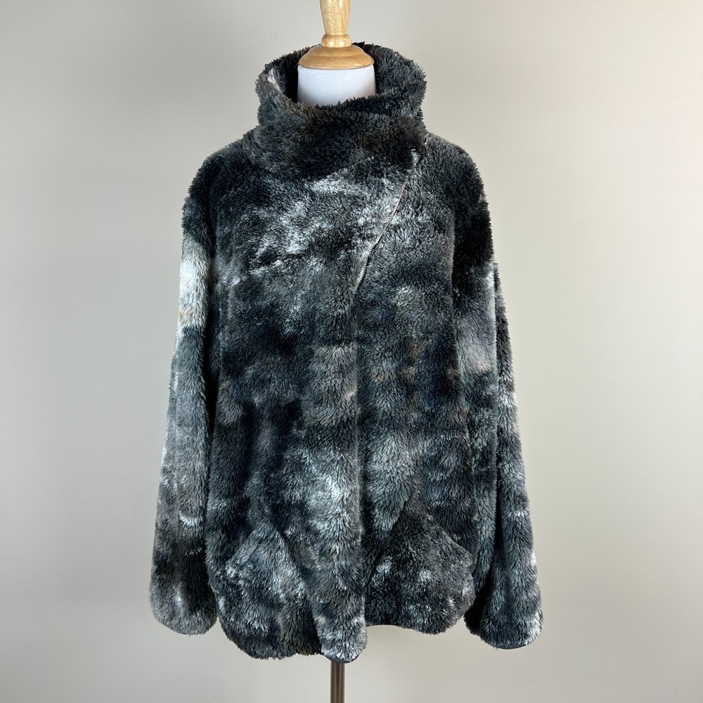 Papillon Fleece Pullover Sweater Womens XXL Gray 1/4 Zip Pocket Cozy Comfy Plush